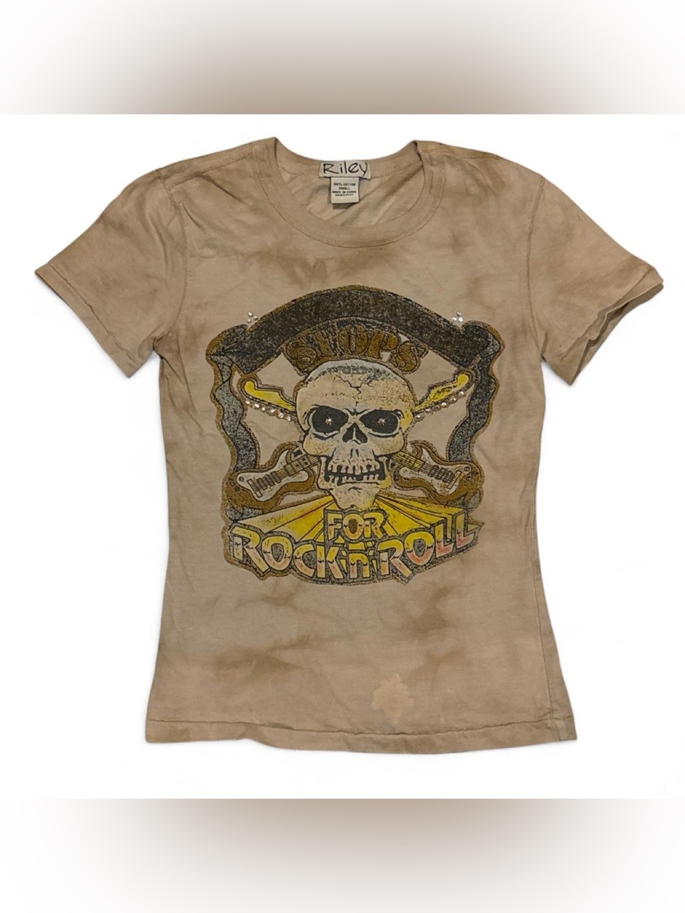 Riley Rock n Roll Skull Baby Tee Rhinestones
